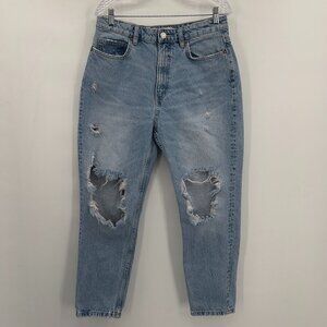 ZARA Distressed Ripped High Rise Ankle Length Jeans Women's 10